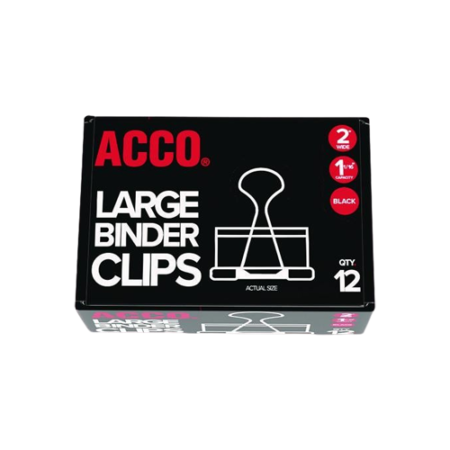 Binder Clips, 1.06" Capacity, Large, Black/Silver, Dozen