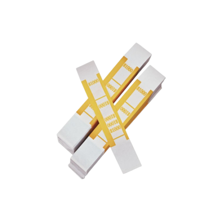 Color-Coded Kraft Currency Straps, Self-Adhesive, Tens