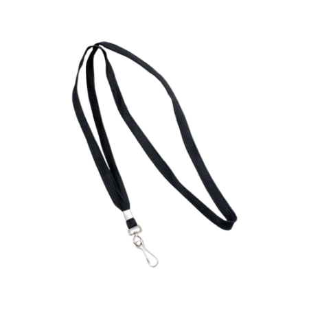 Deluxe Lanyards, Metal J-Hook Fastener, 36" Long, Black, 24/Box