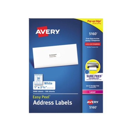 Easy Peel White Address Labels w/Sure Feed Technology, Laser