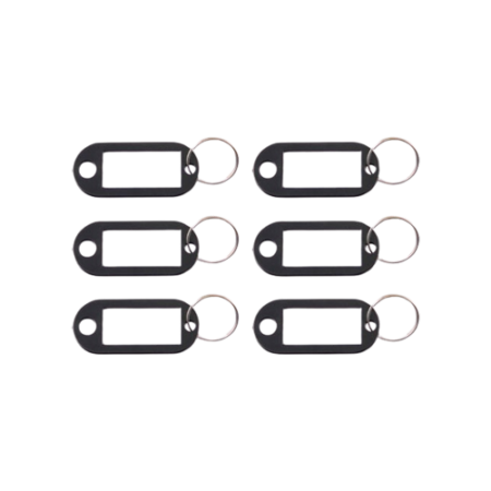 Key Tags Label Window, 0.88 x 0.19 x 2, Black, 6/Pack