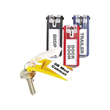 Key Tags for Locking Key Cabinets, Plastic, 1.13 x 2.75, Assorted, 24/Pack