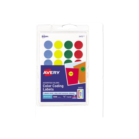 Printable Self-Adhesive Removable Color-Coding Labels, 0.75" dia