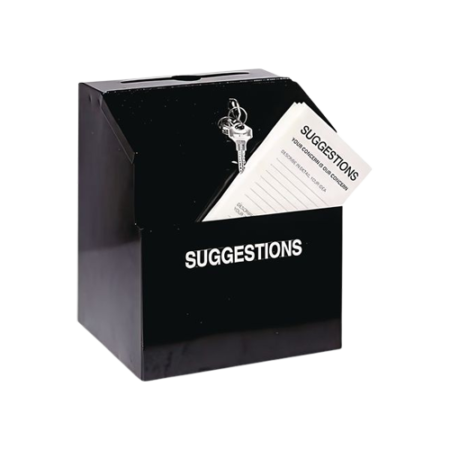 Steel Suggestion Box with Locking Top, 7 x 6 x 8.5, Black